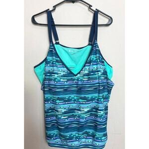 Free Country Plus Size Swim Top in Mint Juplislat Set in molded cups- 3X 26W NWT